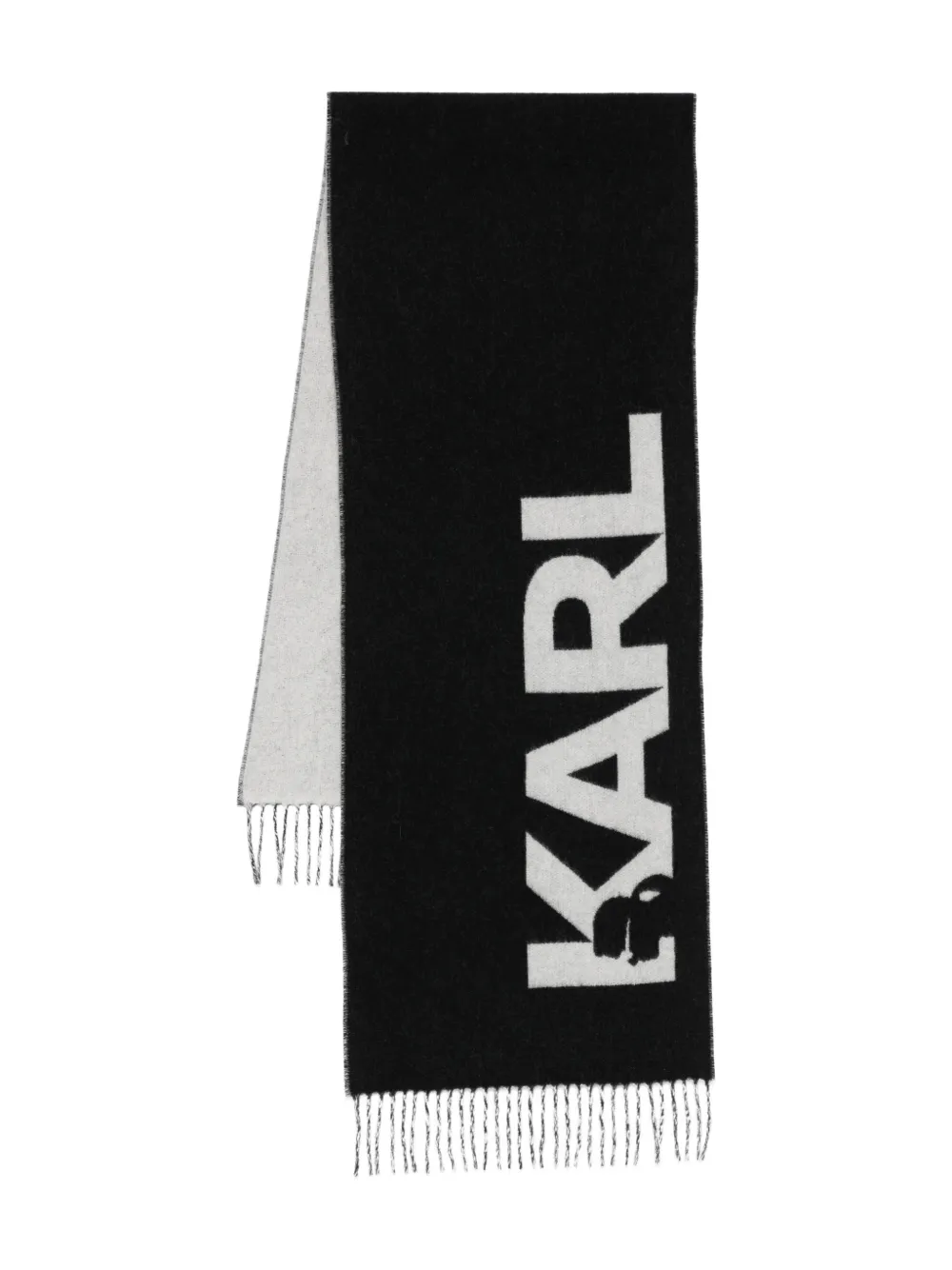 Karl Lagerfeld Logo-detail Fringe Scarf In Brown