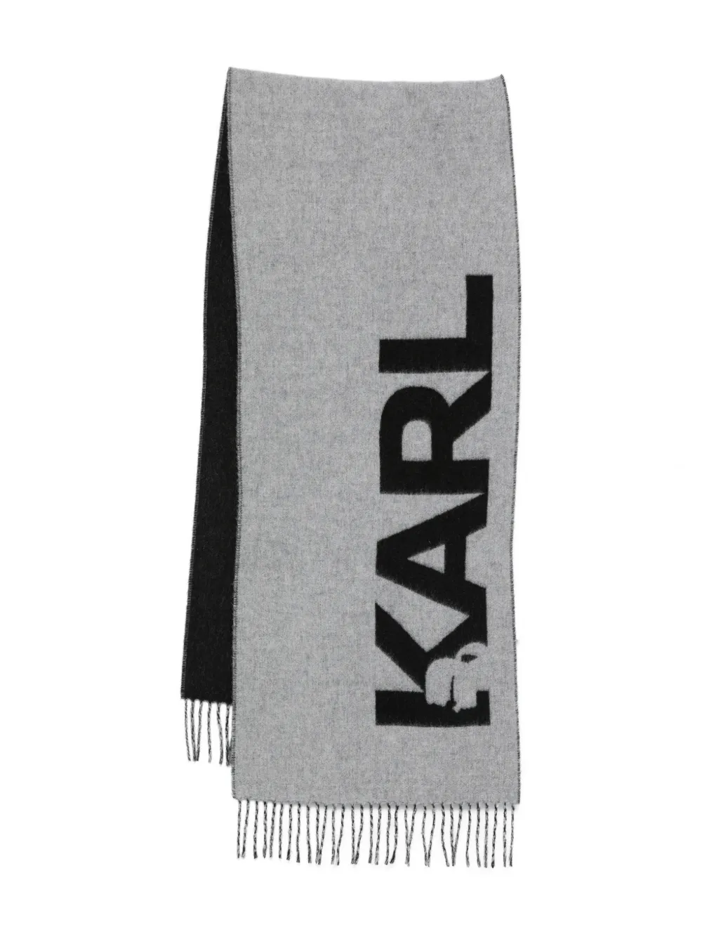 Karl Lagerfeld Fringed Logo Scarf In Gold
