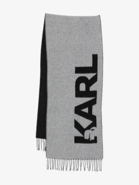 Karl Lagerfeld fringed logo scarf