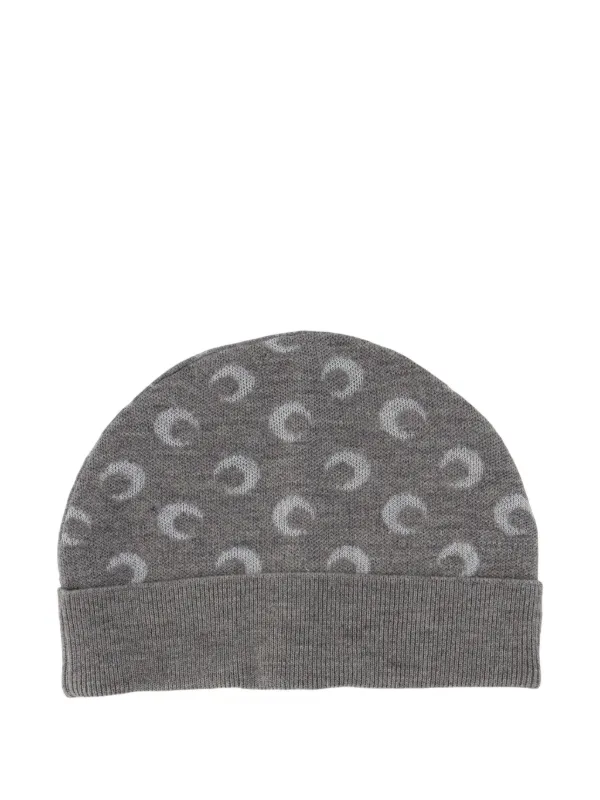 Marine Serre moon-print Beanie Hat | Grey | FARFETCH OM
