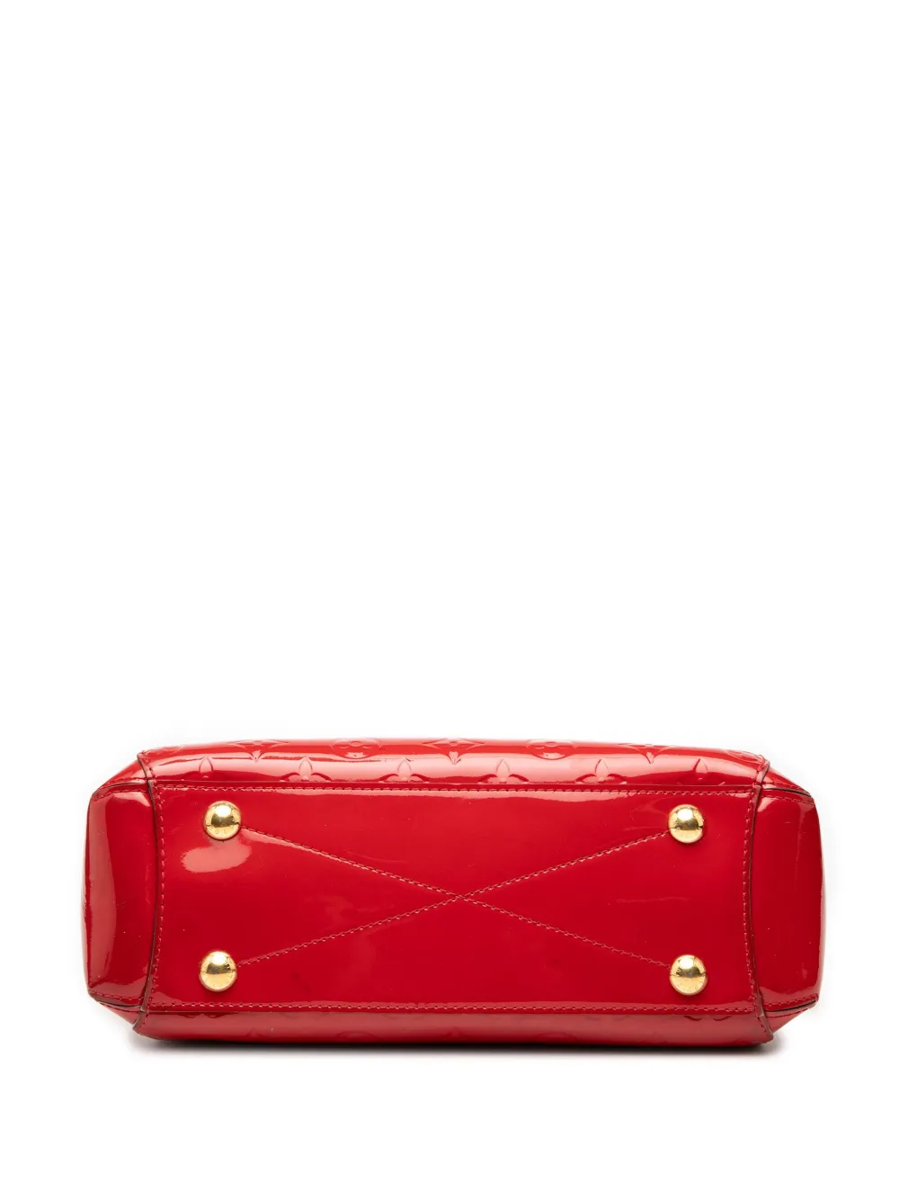 Pre-owned Louis Vuitton 2015 Monogram Vernis Montaigne Bb Satchel In Red