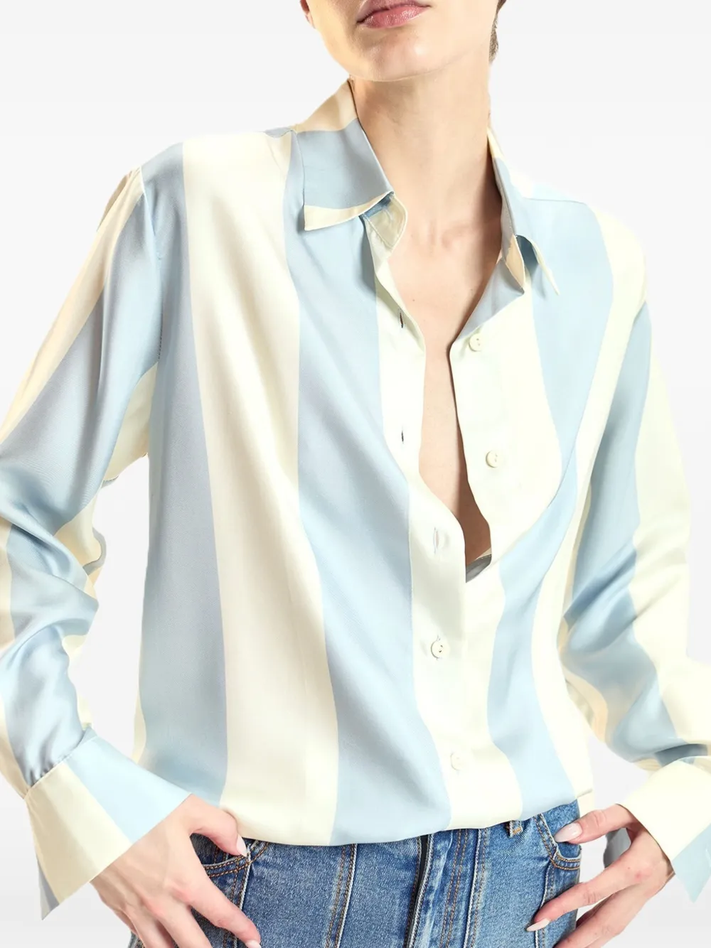 Cynthia Rowley striped silk shirt - Blu