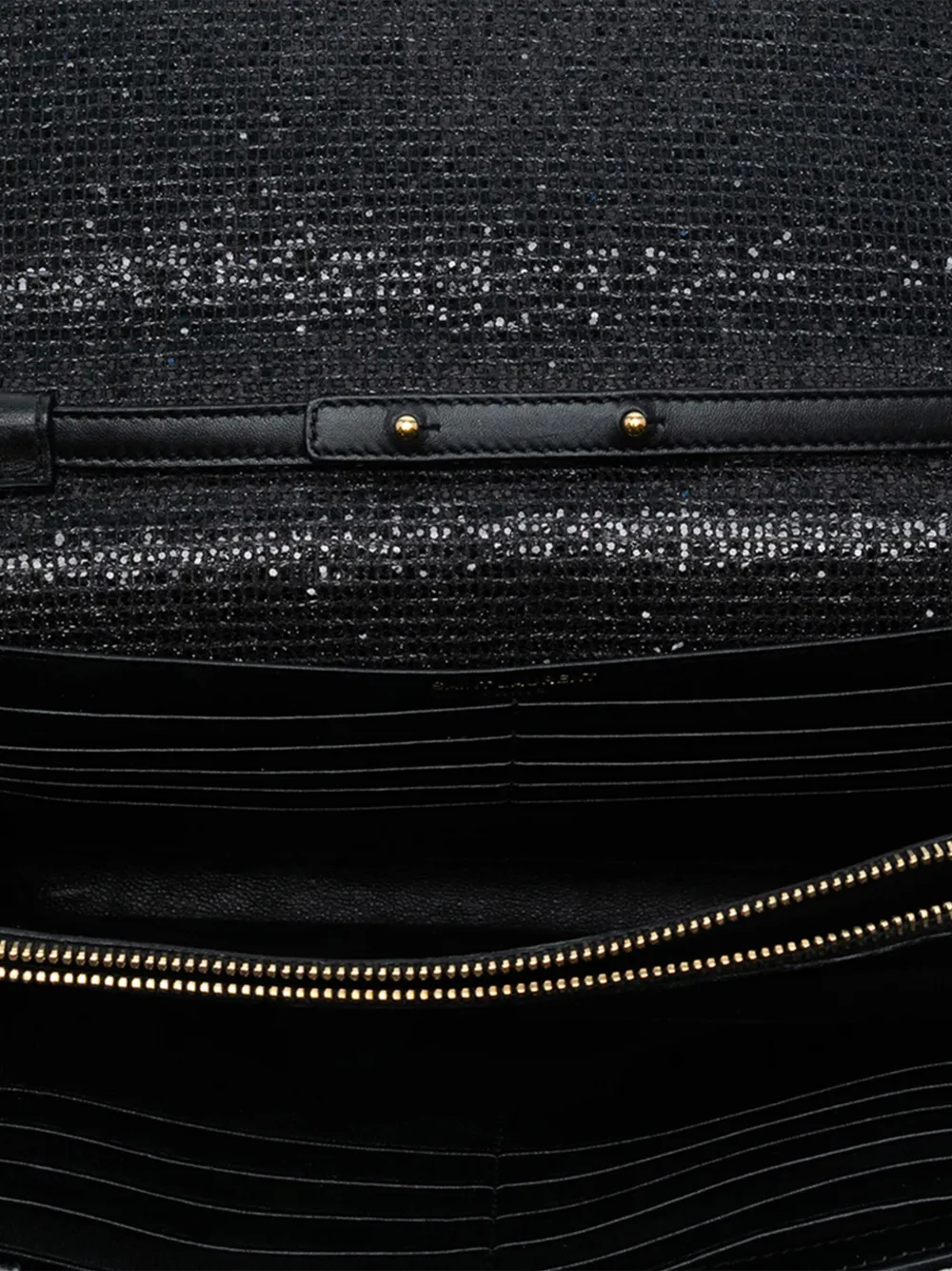 SAINT LAURENT Pre-owned 2014 Glitter Galactica Monogram Wallet On Chain Crossbody Bag In Black