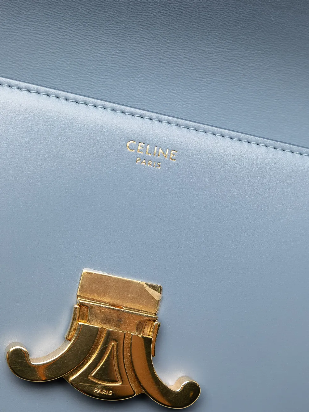 【新品同様】CELINE クロード トリオンフ ティファニーブルー ショルダー Celine Pre-Owned 2021 シャイニーカーフ トリオンフ クロード