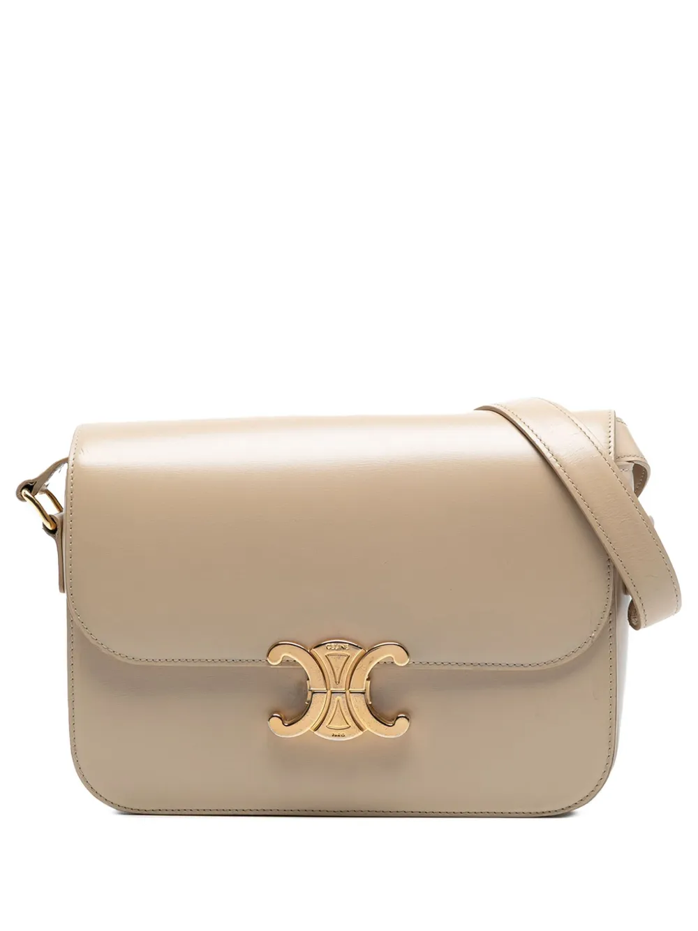 Celine Pre-Owned 2018 クラシック シャイニーカーフスキン トリオンフショルダーバッグ - ブラウン Celine Pre-Owned 2018 クラシック シャイニーカーフスキン トリオンフショルダーバッグ - ブラウン