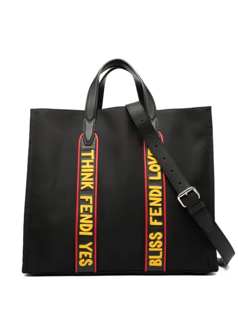 Fendi Pre-Owned bolsa satchel Think Fendi Yes grande de nylon 2010-2025