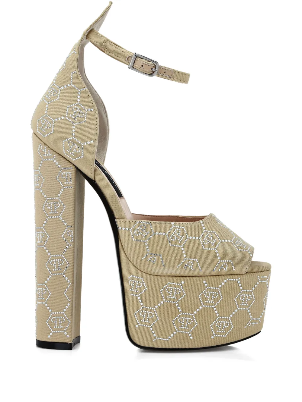 Philipp Plein platform monogram sandals Beige