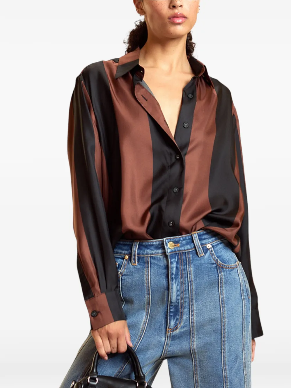 Cynthia Rowley Collectible stripe silk shirt - Marron Cynthia Rowley Collectible stripe silk shirt - Marron