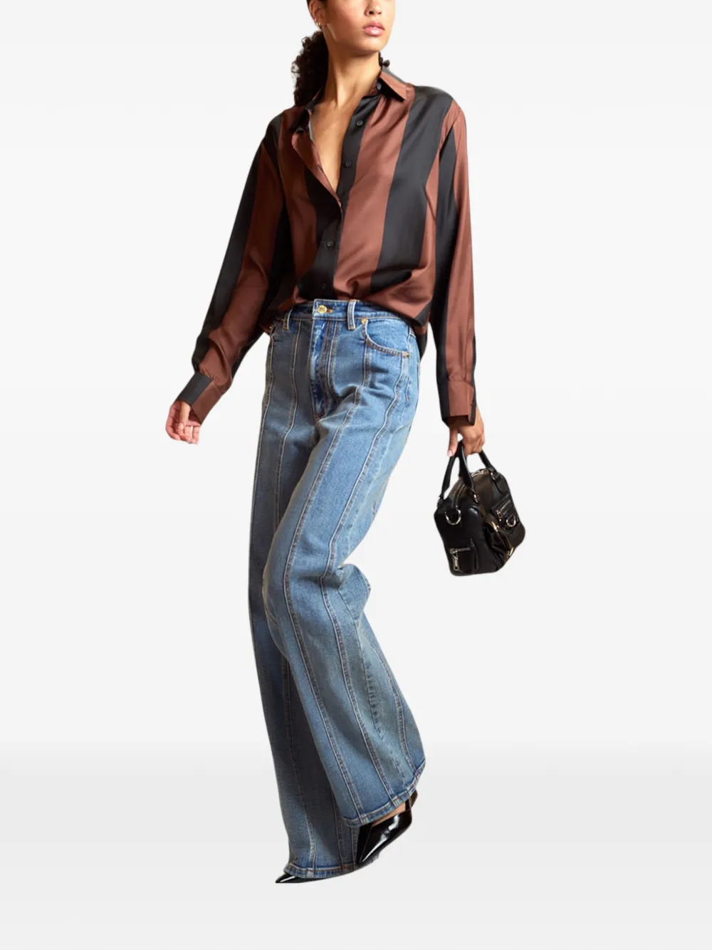 Cynthia Rowley Collectible stripe silk shirt Bruin