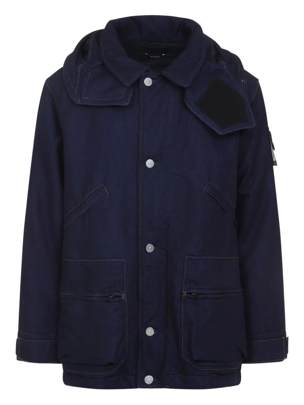 Stone Island hooded-patch cotton jacket - ブルー Stone Island hooded-patch cotton jacket - ブルー