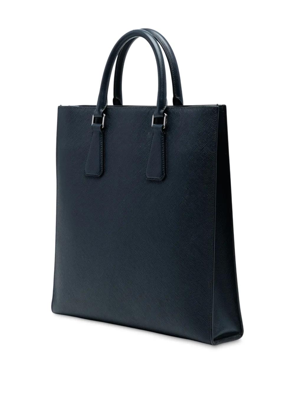 Pre-owned Prada 2013-2025 Saffiano North South Tote Bag In Blue