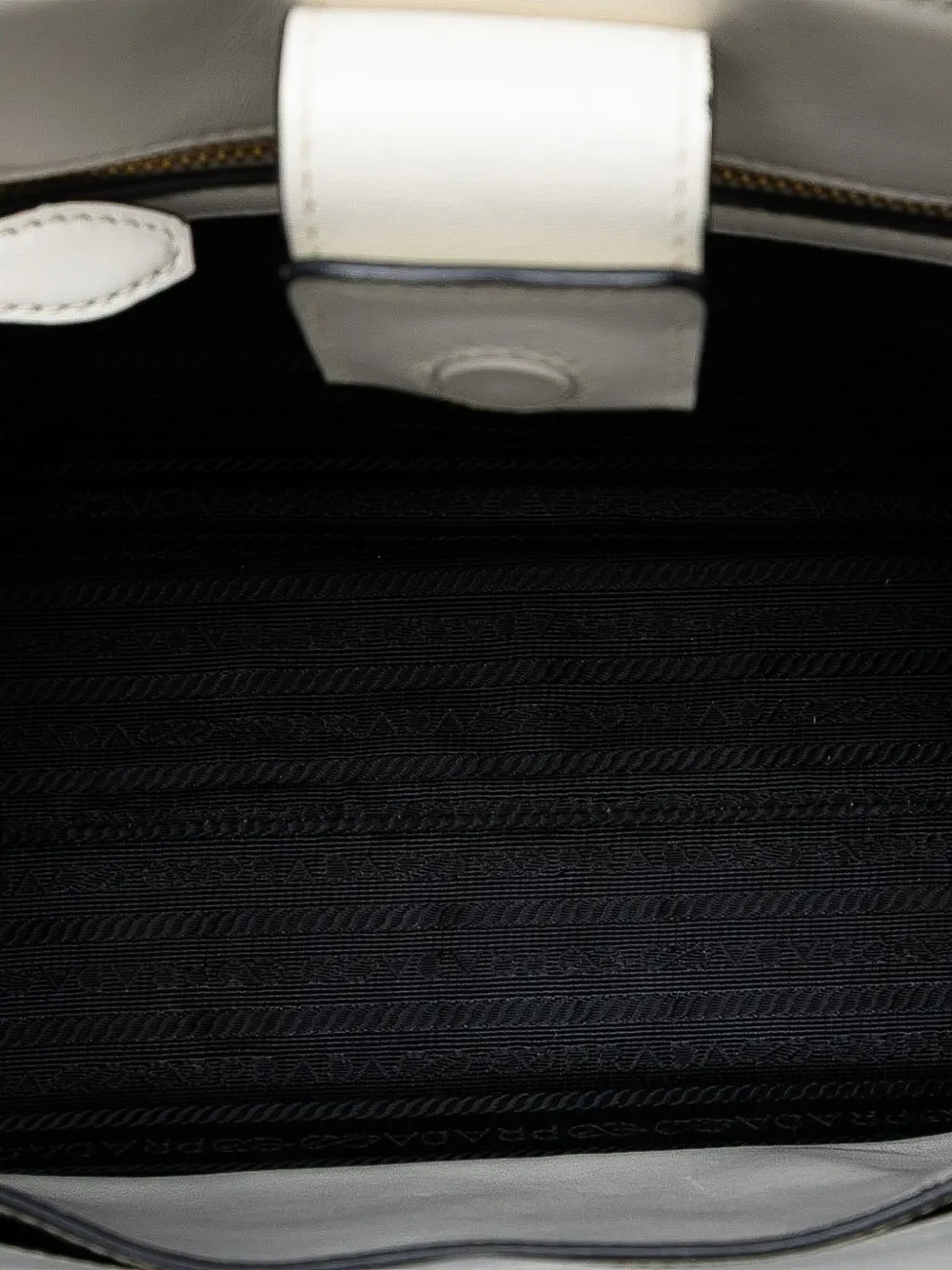 Pre-owned Prada 2000-2025 Soft Calf Trimmed Saffiano Lux Open Convertible Tote Satchel In White