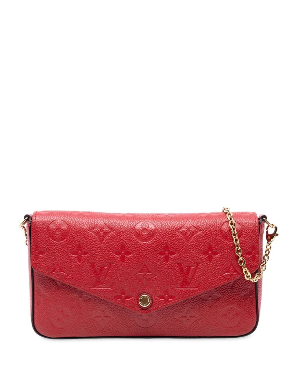 Pre-owned Louis Vuitton 2018 Monogram Empreinte Pochette Felicie Crossbody Bag In Red