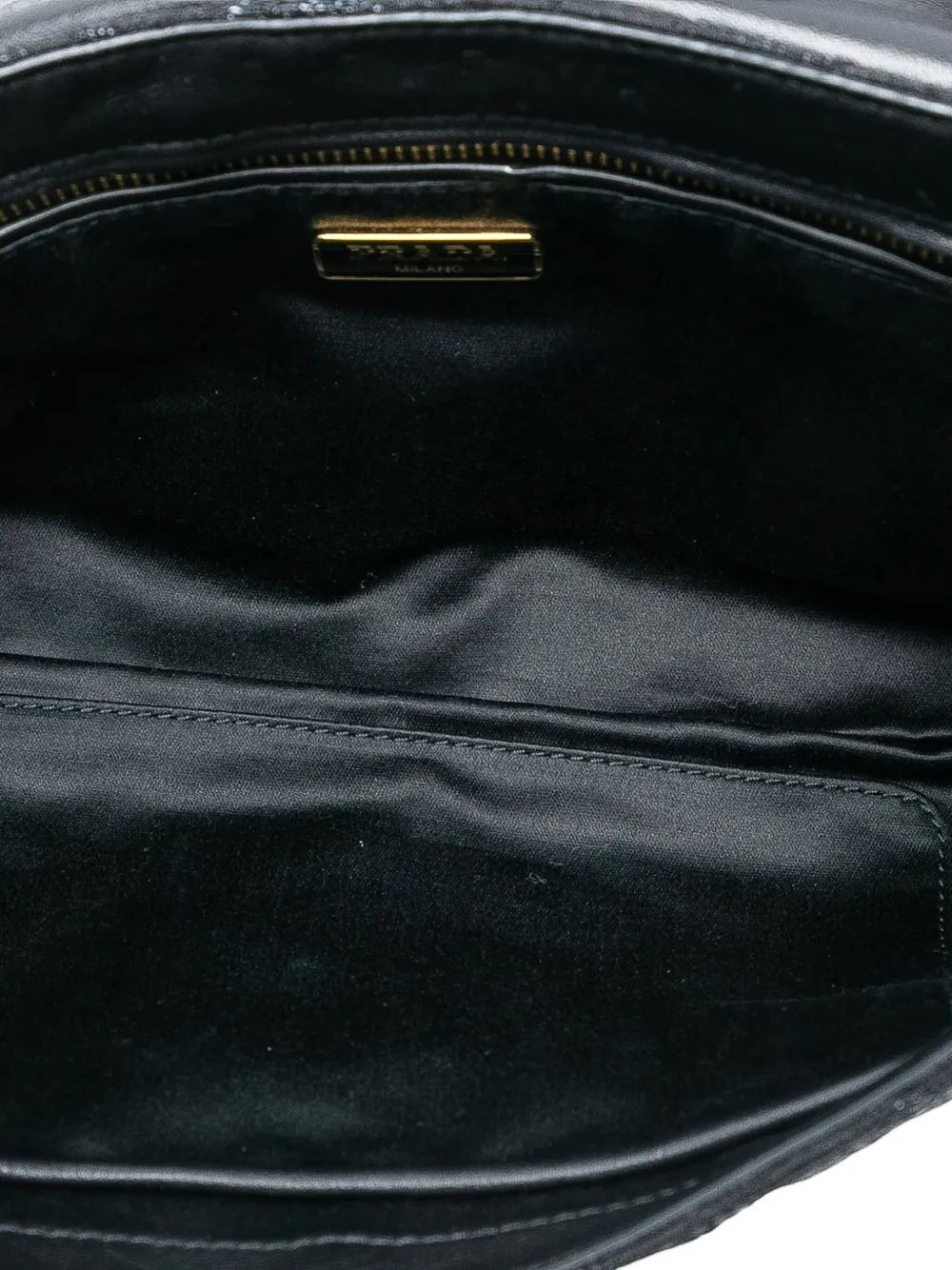 Pre-owned Prada 2010-2025 Tessuto Lurex Flap Crossbody Bag In Black