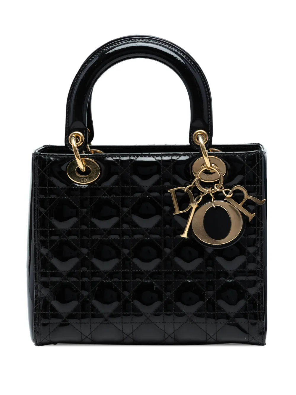 Christian Dior Pre-Owned 2018 ミディアム パテント カナージュ レディ ディオール サッチェルバッグ - Christian Dior Pre-Owned 2018 ミディアム パテント カナージュ レディ ディオール サッチェルバッグ -