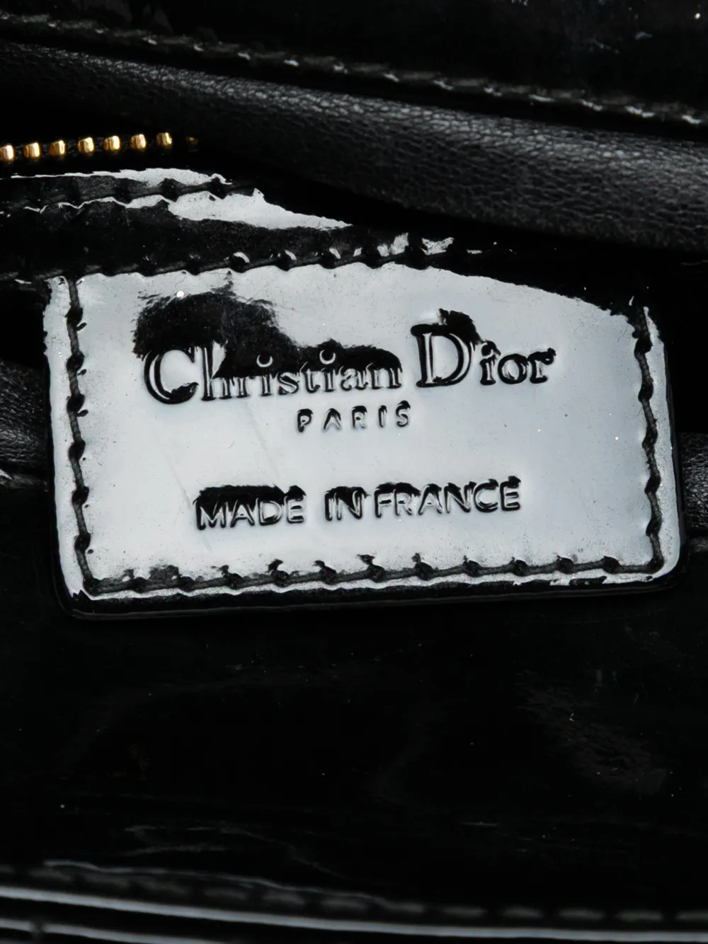 DIOR Pre-owned 2018 Medium Patent Cannage Lady Satchel In Black