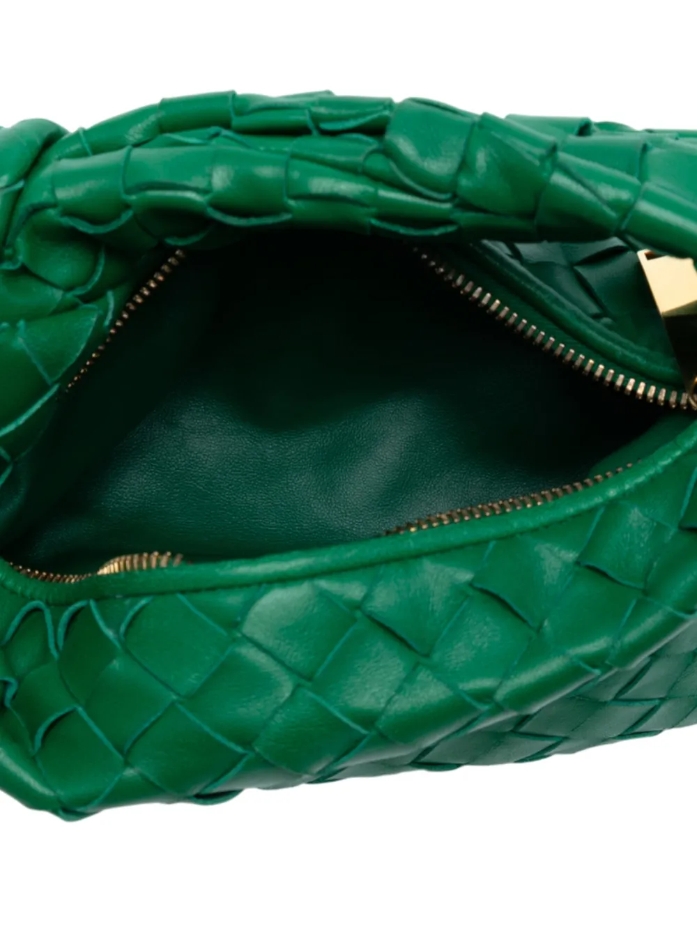 Pre-owned Bottega Veneta 2012-2025 Mini Nappa Intrecciato Jodie Hobo Bag In Green