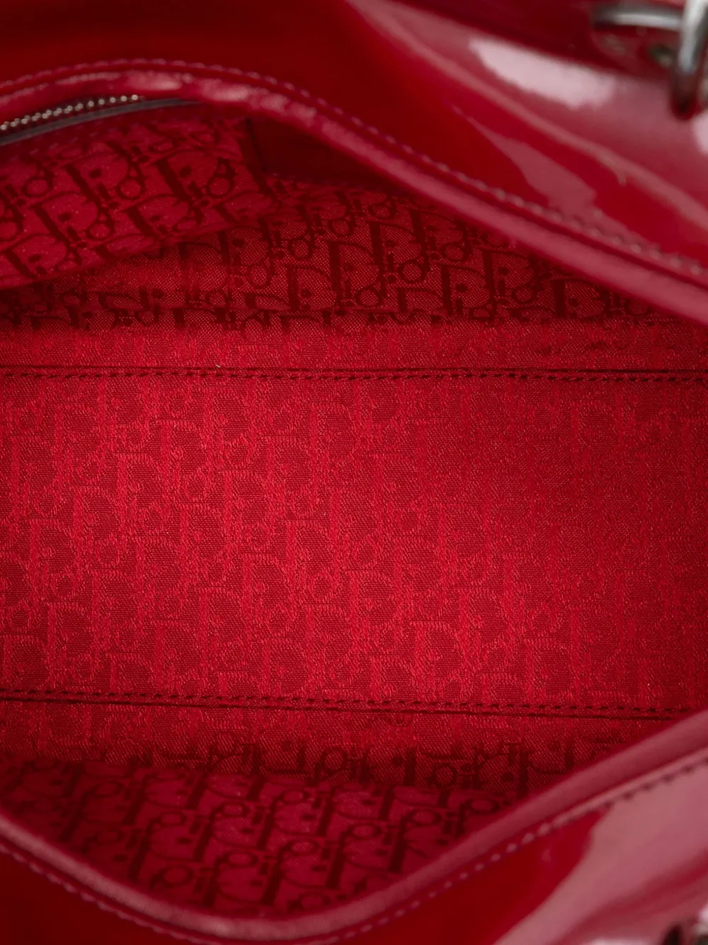 DIOR Pre-owned 2011 Large Patent Cannage Lady Satchel In Red