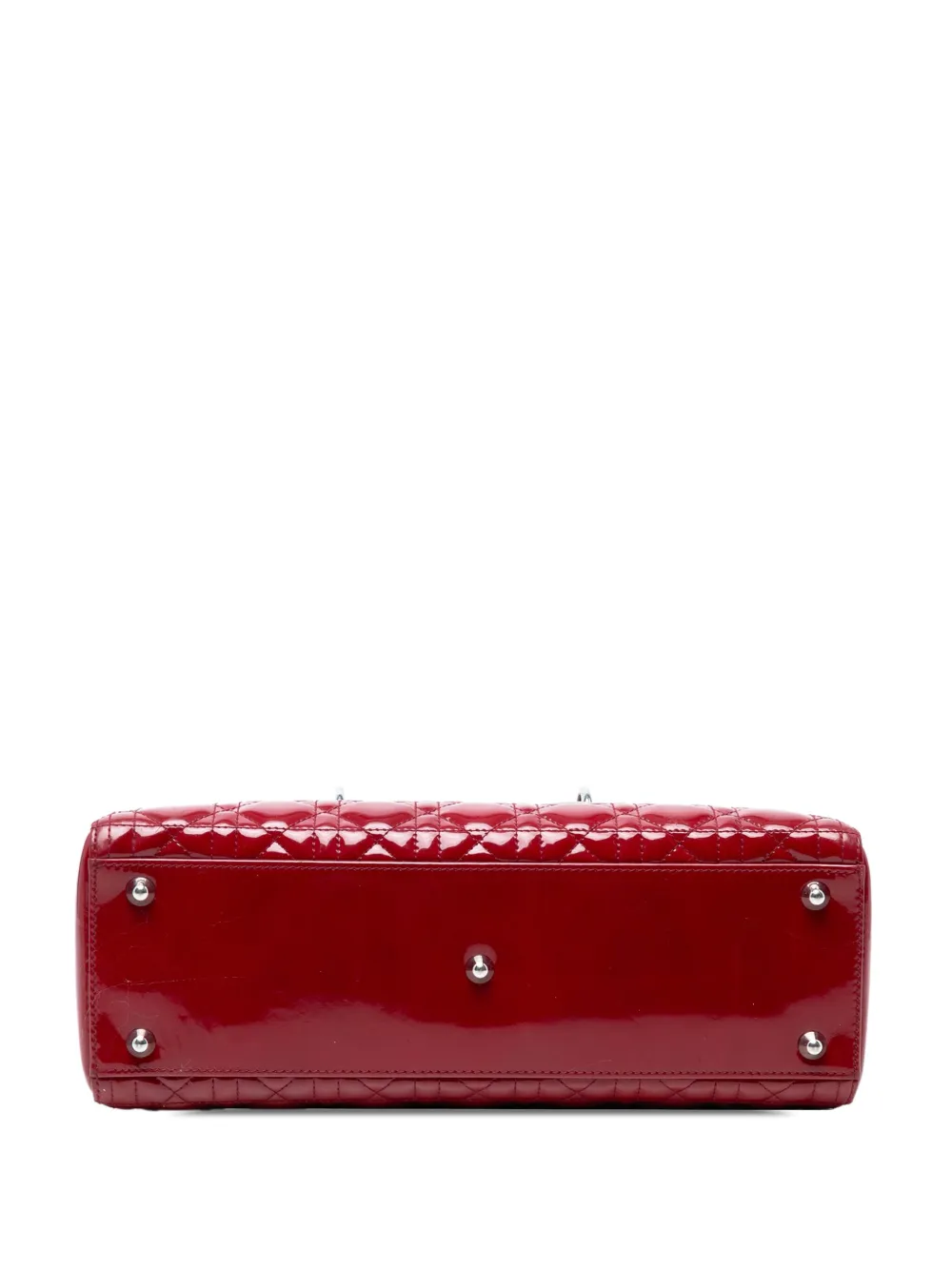 DIOR Pre-owned 2011 Large Patent Cannage Lady Satchel In Red