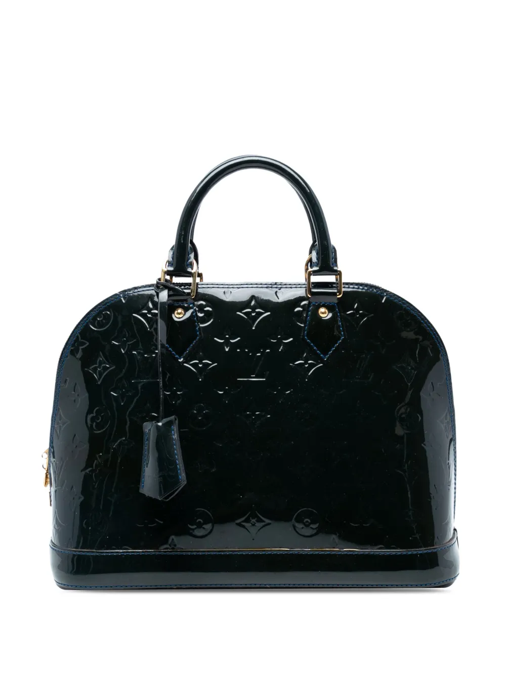 Pre-owned Louis Vuitton 2013 Monogram Vernis Alma Pm Handbag In Blue