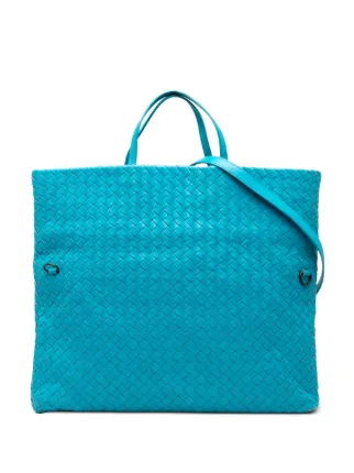 うに Bottega Veneta イントレチャート トートバッグ ブルー Bottega Veneta Pre-Owned 2012-2025 ナッパ イントレチャート