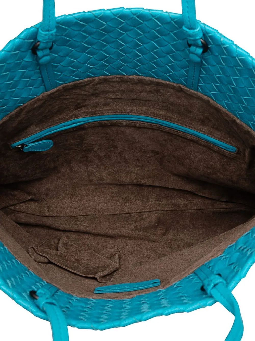 Pre-owned Bottega Veneta 2012-2025 Nappa Intrecciato Fold Over Tote Satchel In Blue