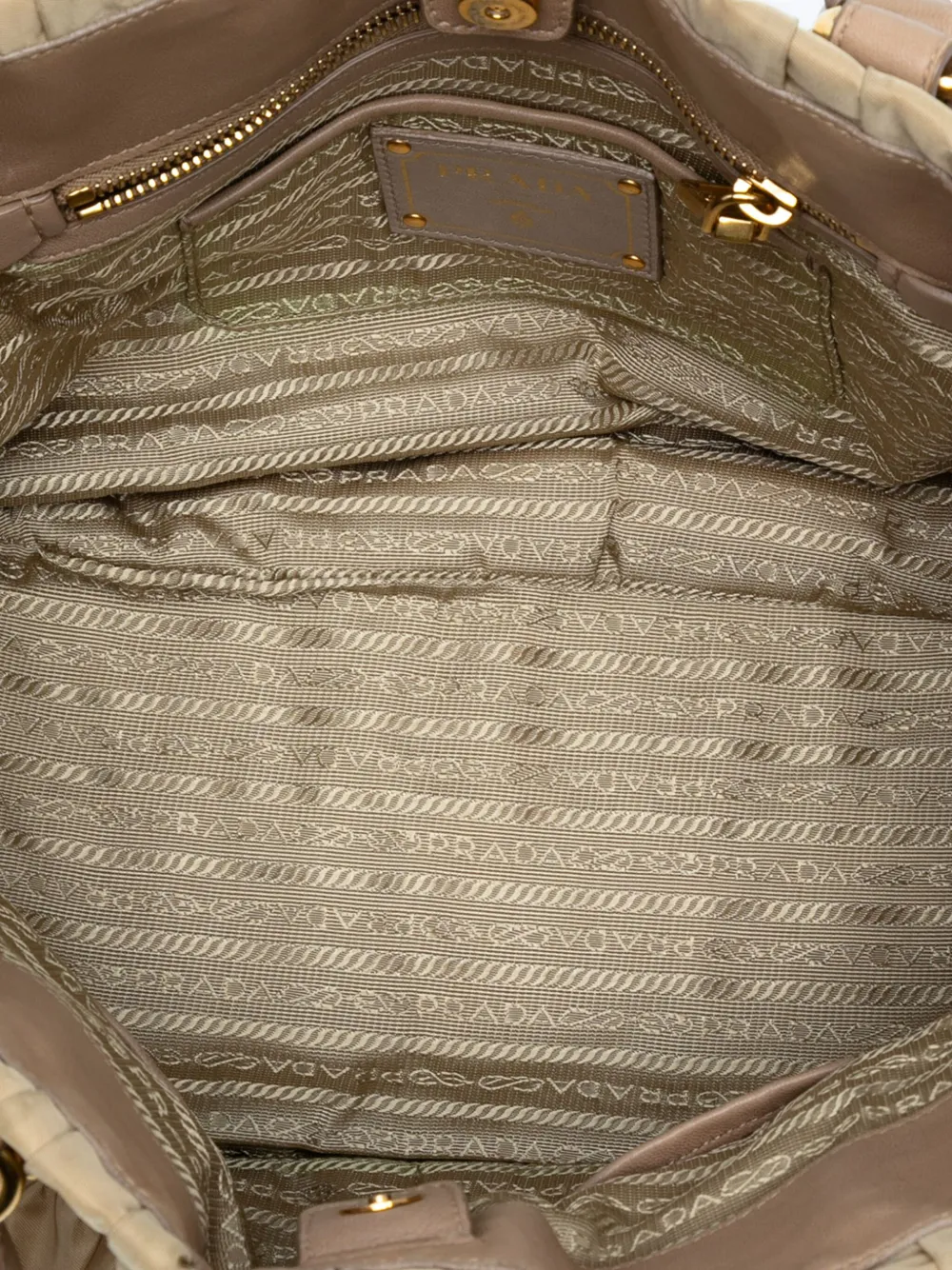 PRADA Pre-owned 2000-2025 Tessuto Gaufre Satchel In Brown