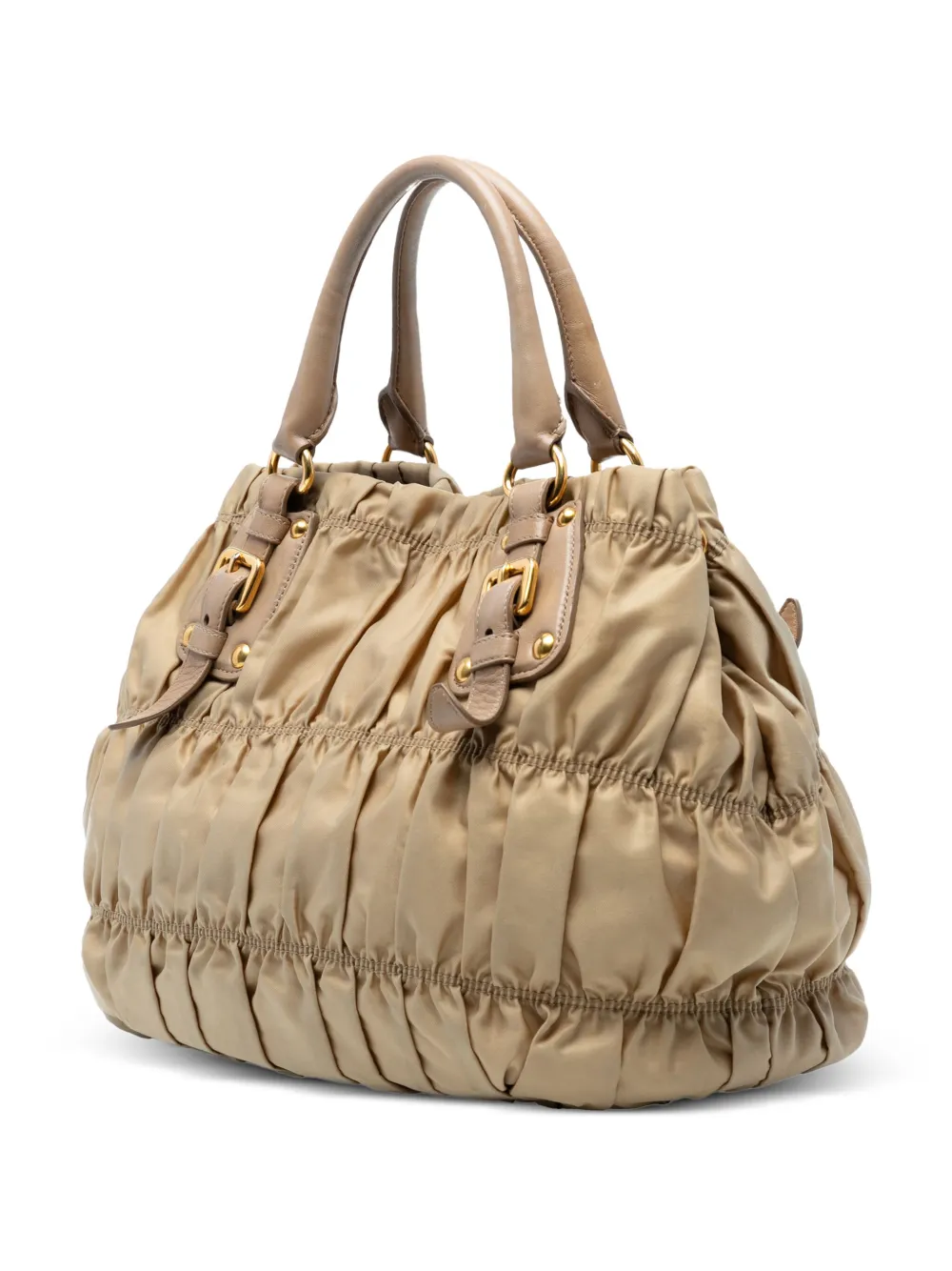 PRADA Pre-owned 2000-2025 Tessuto Gaufre Satchel In Brown