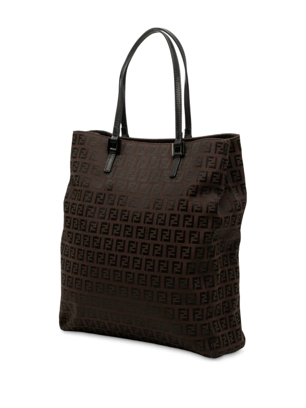 Pre-owned Fendi 2000-2010 Zucchino Canvas Tote Bag In Brown