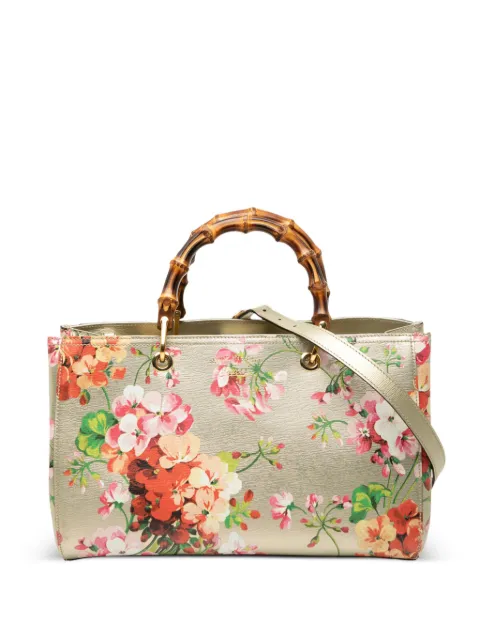 Gucci Pre-Owned 2000-2015 Medium Calfskin Blooms Bamboo Shopper satchel