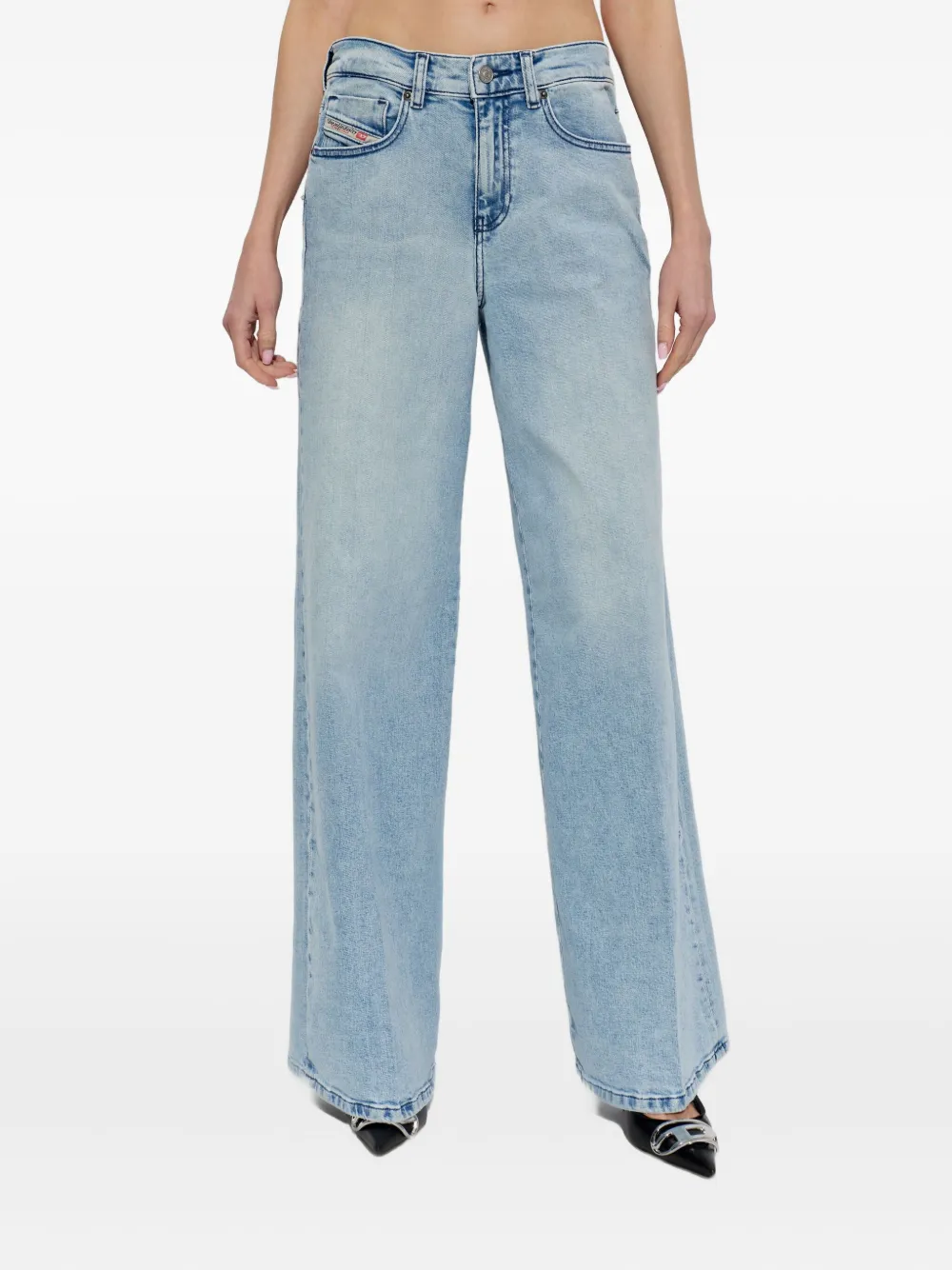 Diesel Wide-leg Trousers Belt Loops In Blue