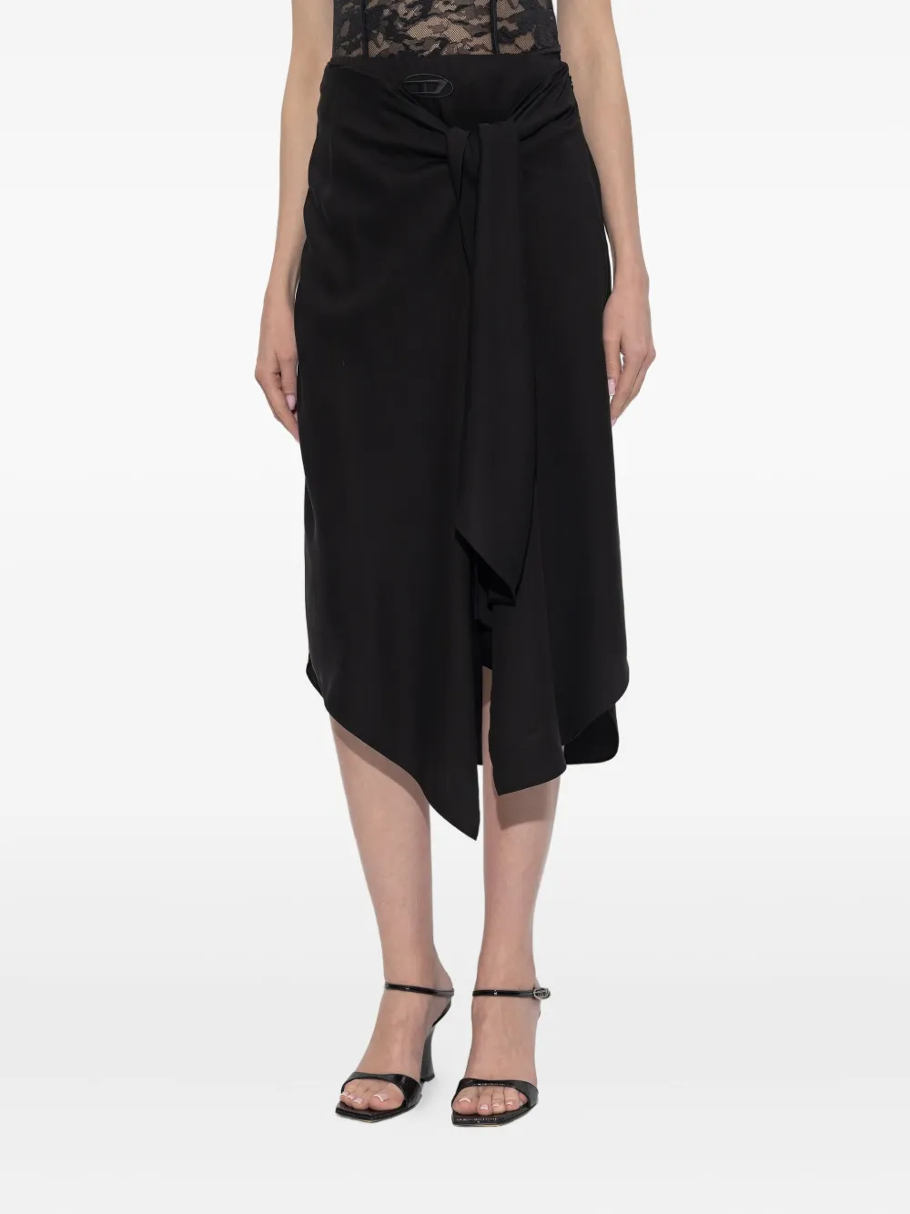Diesel Tie Detail Skirt In Black