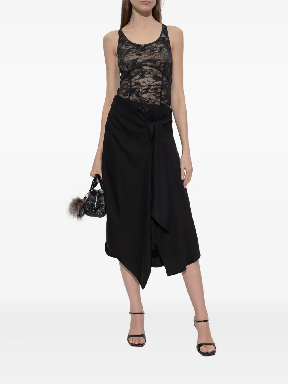 Diesel O-Tali tie-detail mini skirt - Zwart