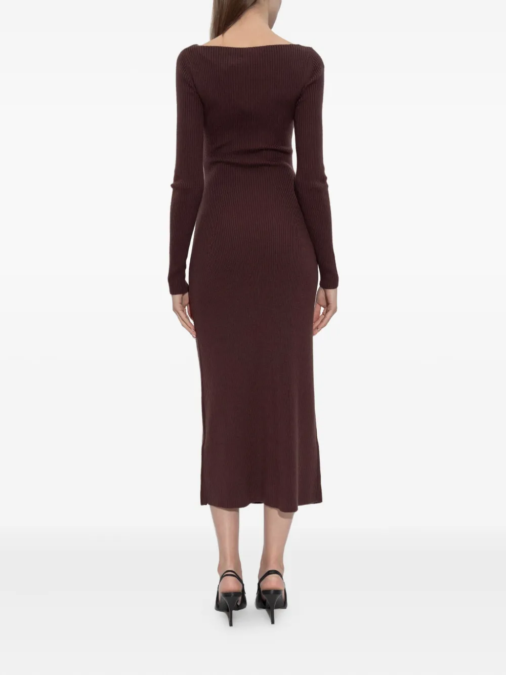 Diesel Midi Dress With Long Sleeves And Cut-out In Brown