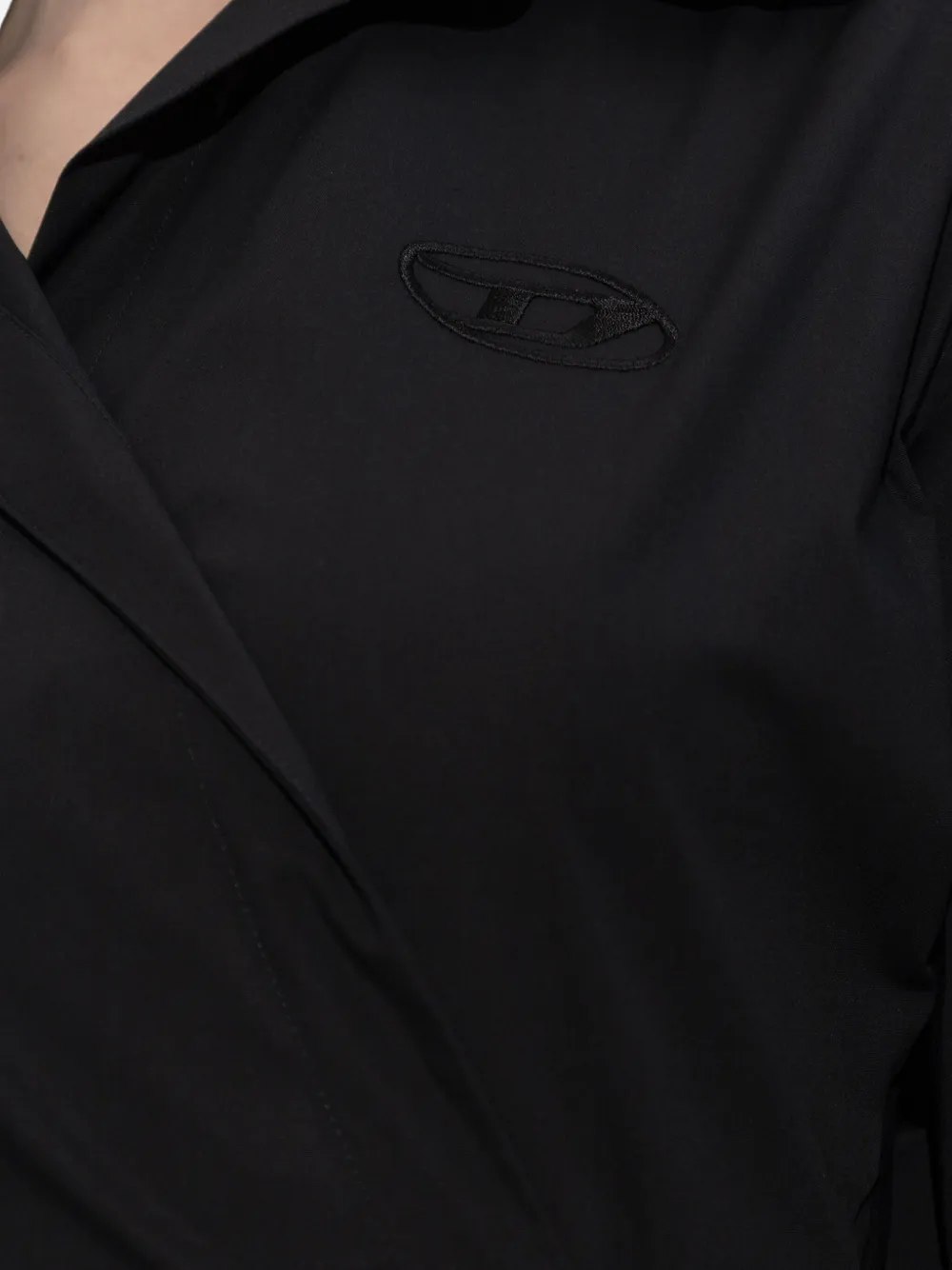 Diesel D-Delphos-S1 wikkeljurk met geborduurd logo Zwart