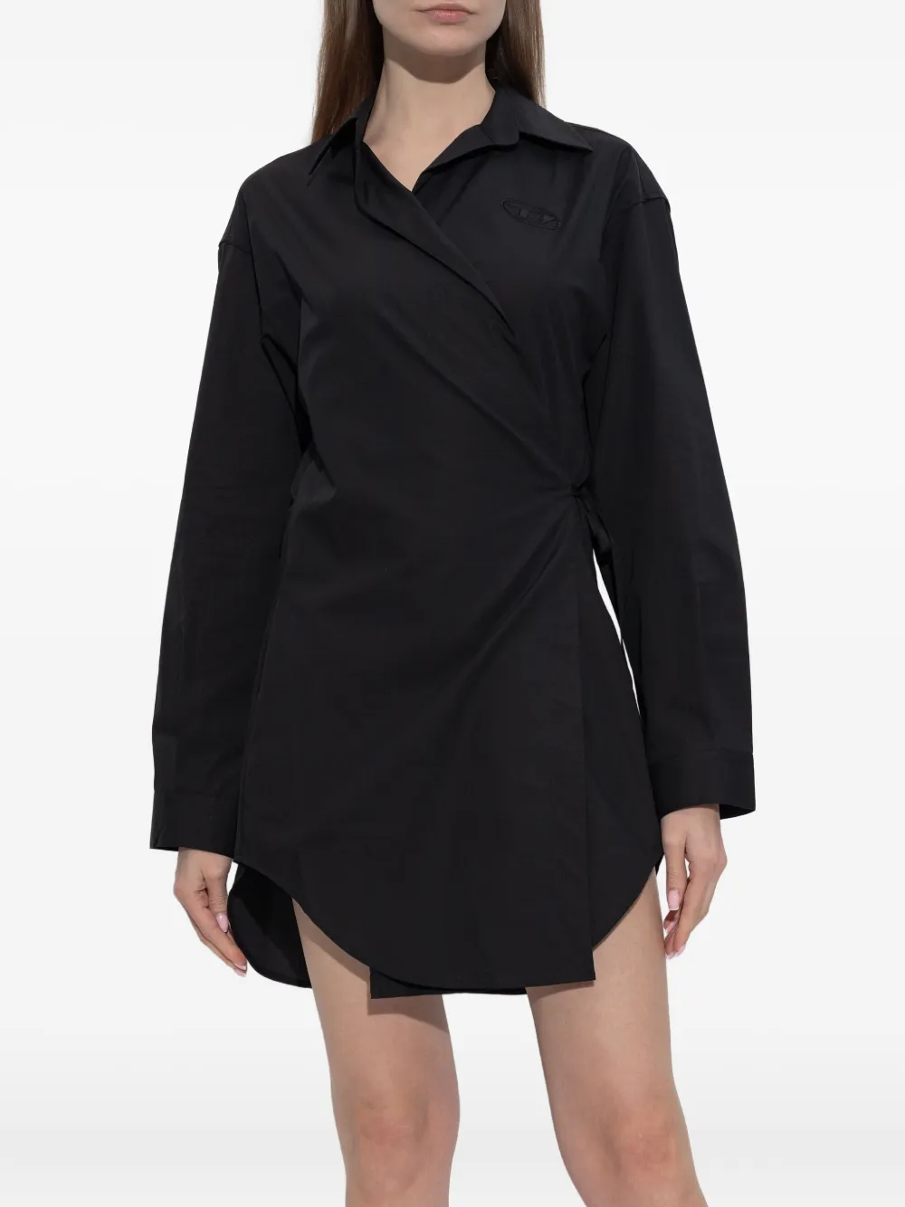 Diesel D-Delphos-S1 wikkeljurk met geborduurd logo Zwart