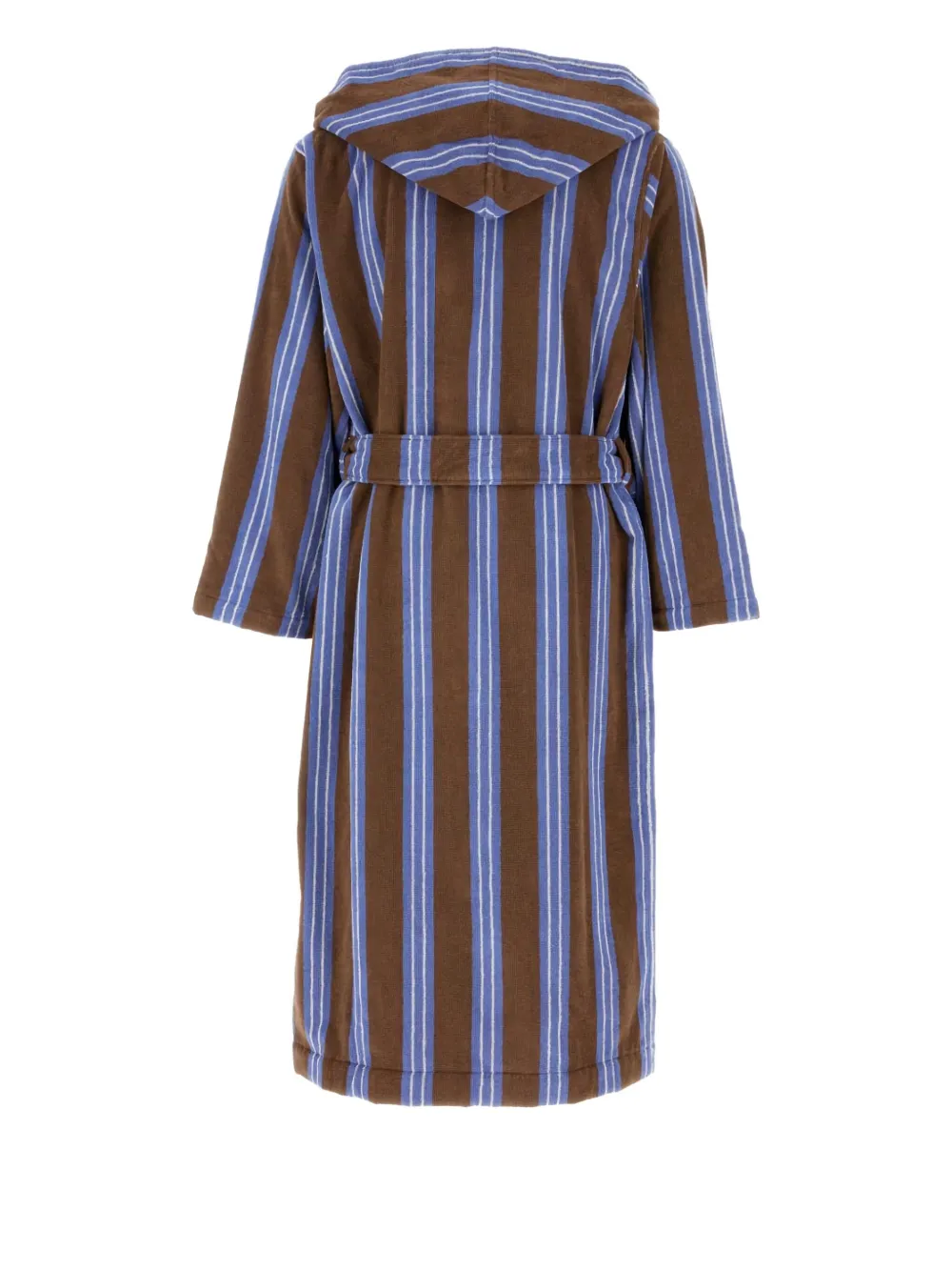 Tekla Hooded Striped Bath Robe In Brown