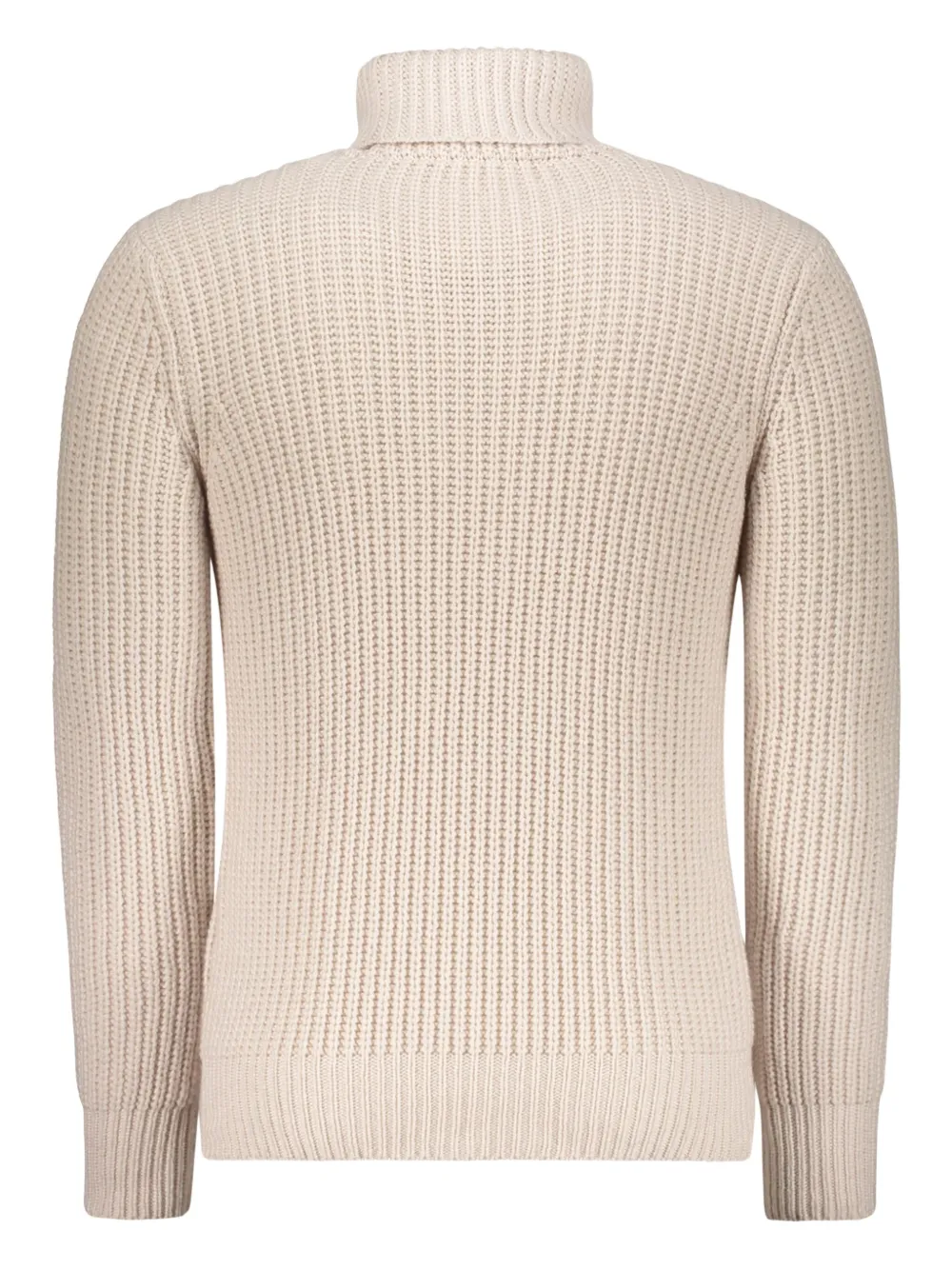 Moorer Beige Sweater With High Collar And Wide Fit In Cable Knit In Neutral