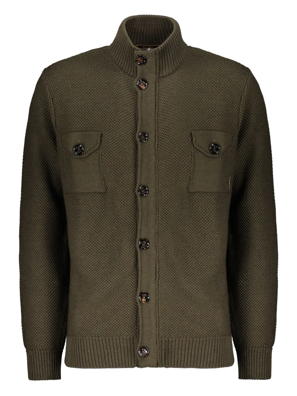 Moorer Dominic-hn Chest-pocket Button-up Cardigan In Green