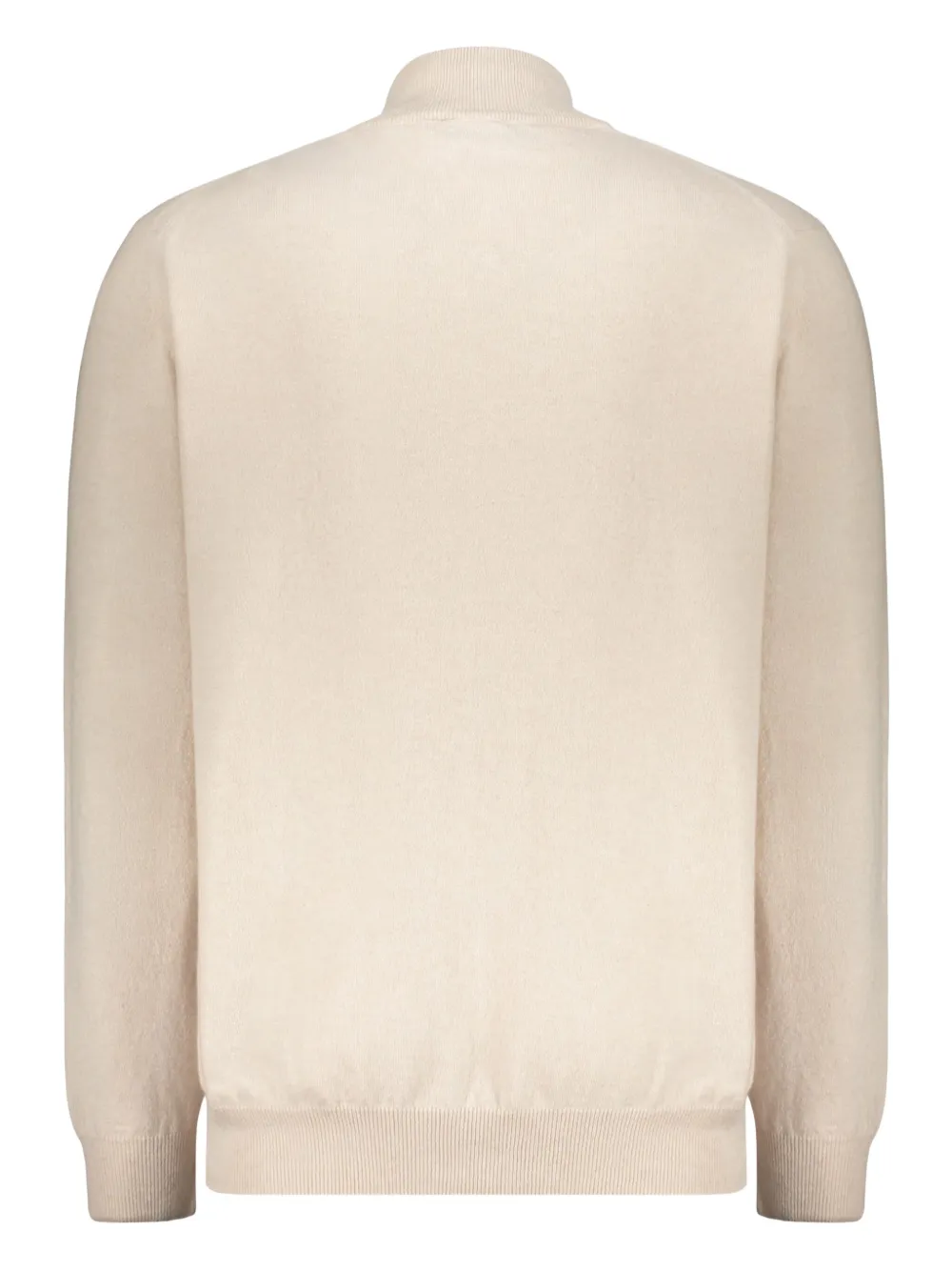 Moorer Light Ivory Cardigan With Zip And Cuffs In Multi