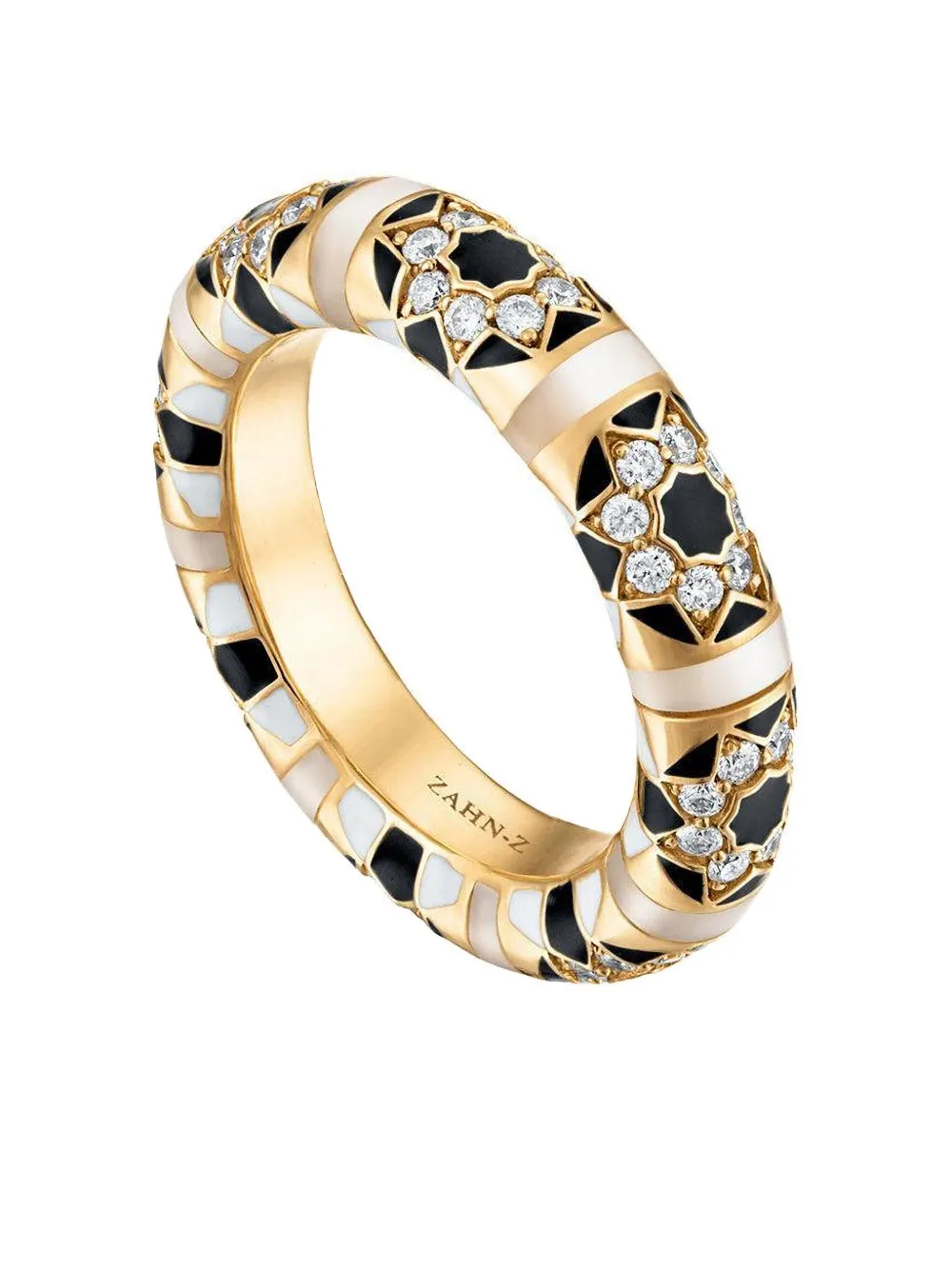 ZAHN-Z 14K yellow gold Sadaf Mosaic mother-of-pearl and diamond ring - ZAHN-Z 14K yellow gold Sadaf Mosaic mother-of-pearl and diamond ring -