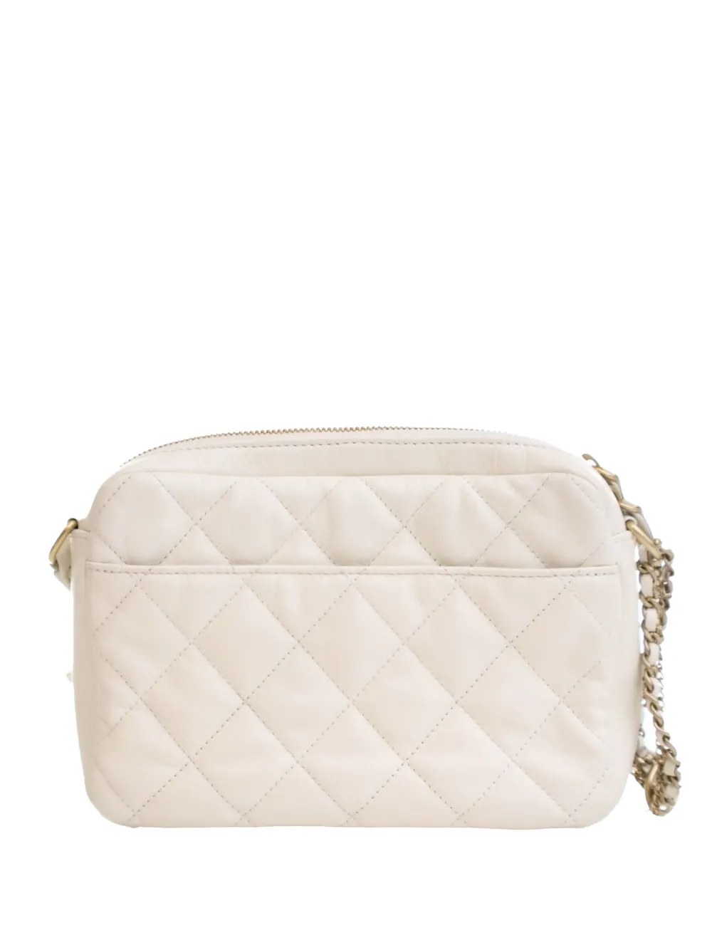 Pre-owned Chanel 2021-2025 Small Quilted Calfskin Camera Case Crossbody Bag In White