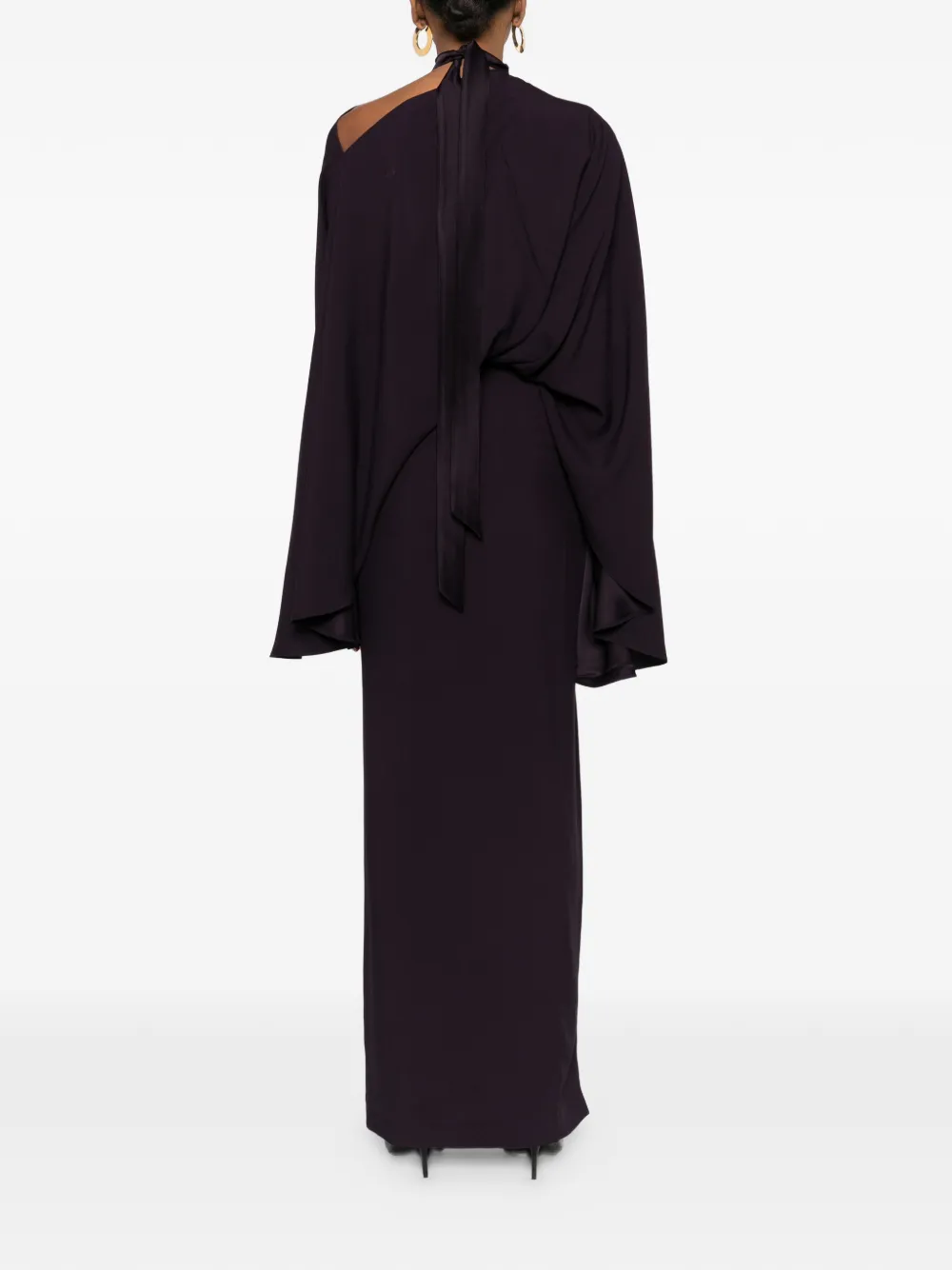 Taller Marmo Brooks Tie Neck Maxi Dress In Black