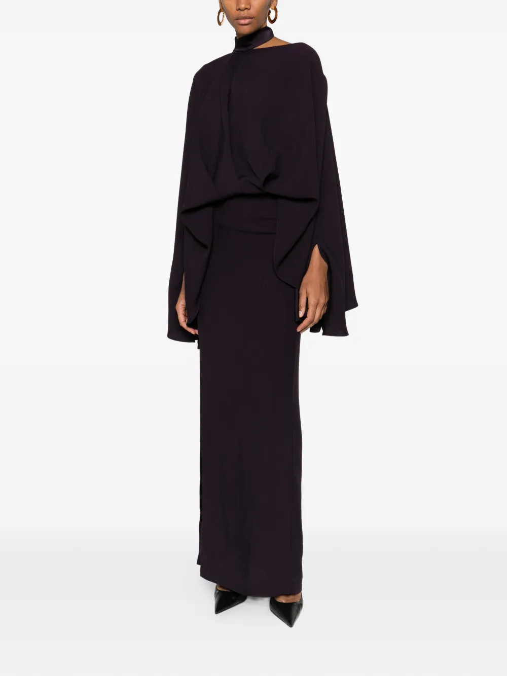 Taller Marmo Brooks maxi-jurk met gestrikte hals - Paars