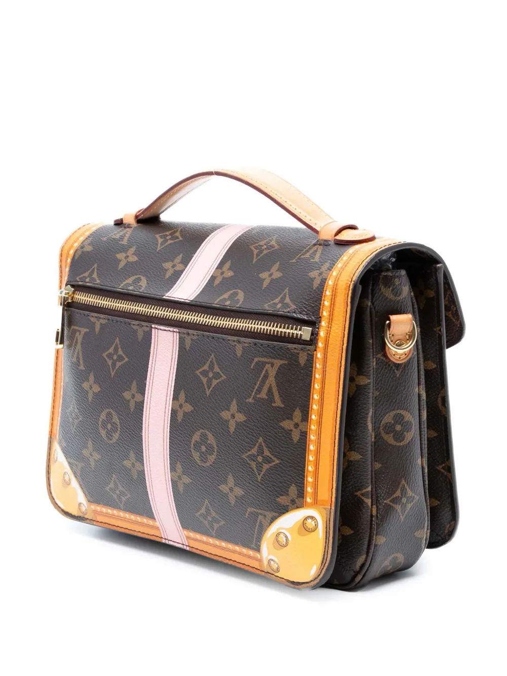LOUIS VUITTON Pre-owned 2018 Monogram Summer Trunk Pochette Metis Satchel In Brown