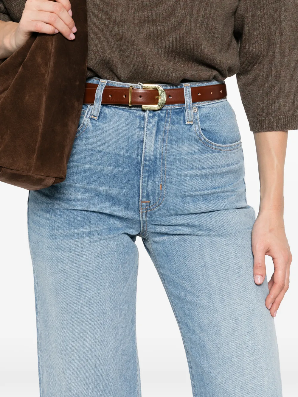 SLVRLAKE Grace cropped denim jeans met franje Blauw