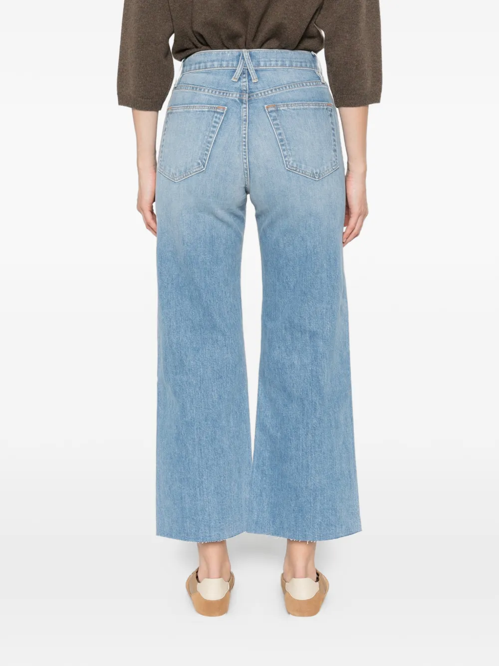 SLVRLAKE Grace cropped denim jeans met franje Blauw