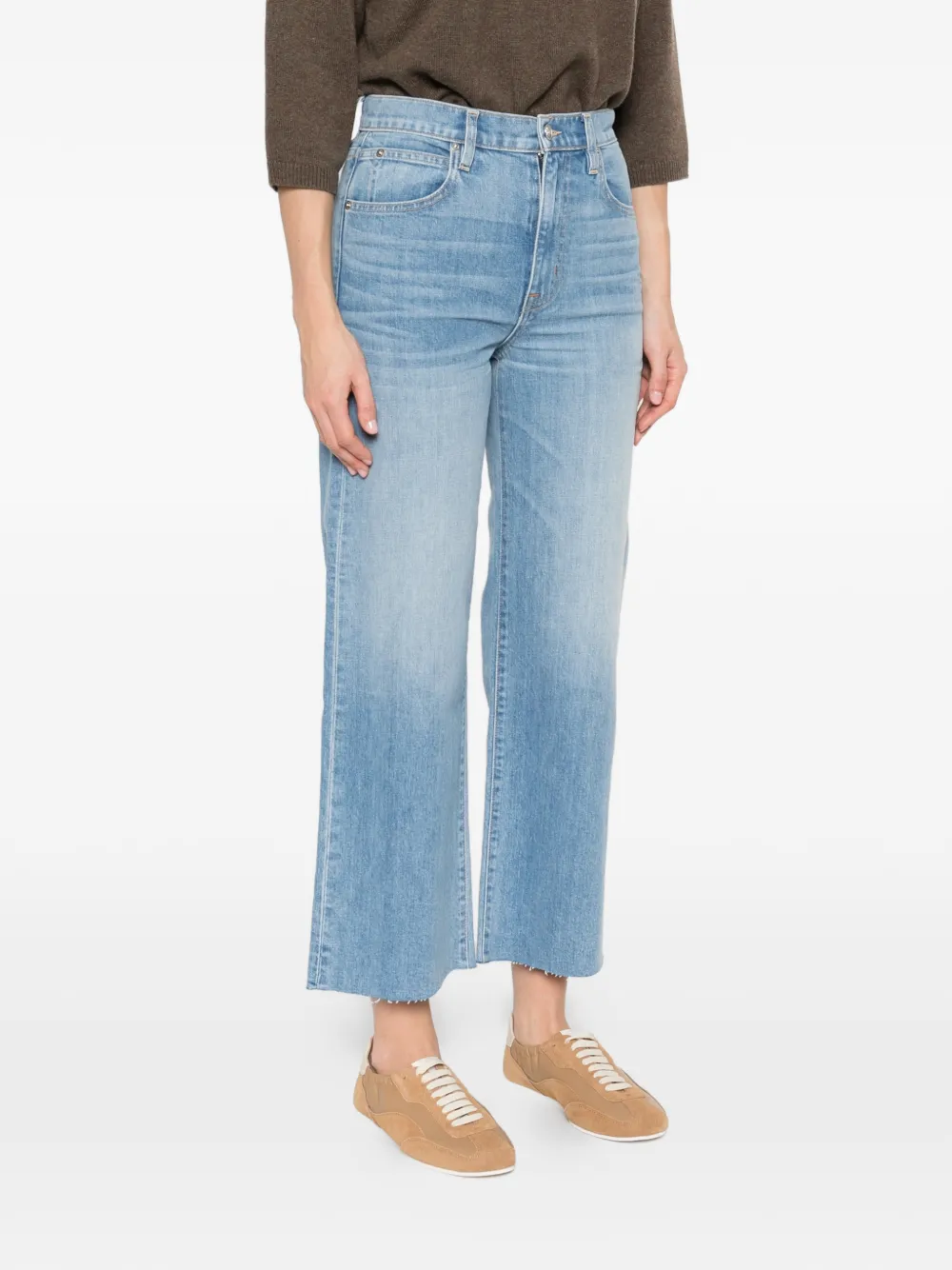 SLVRLAKE Grace cropped denim jeans met franje Blauw