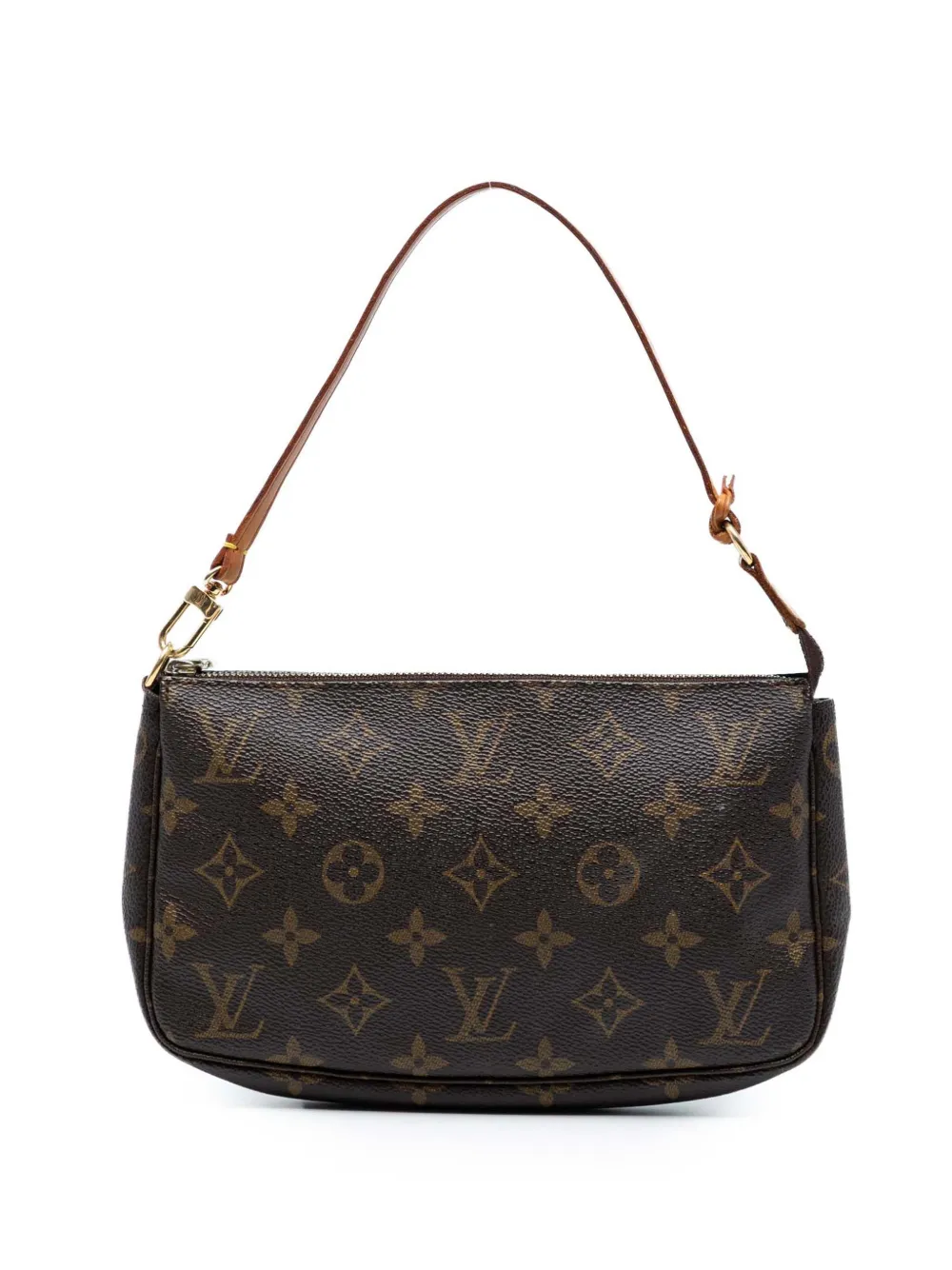 Pre-owned Louis Vuitton 2002 Monogram Pochette Accessoires Shoulder Bag In Brown