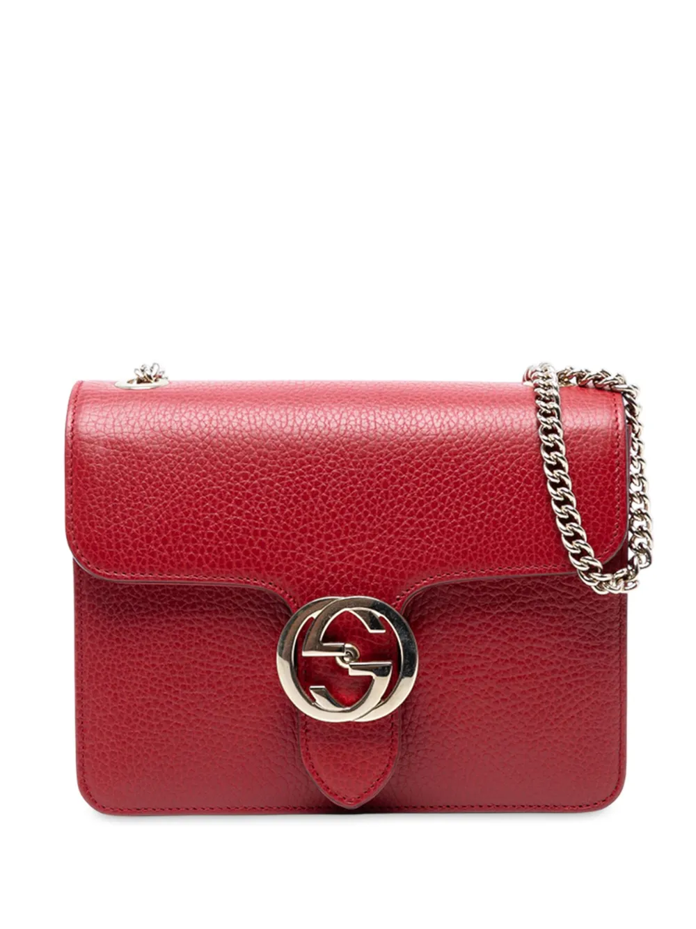 Pre-owned Gucci 2016-2025 Small Dollar Calfskin Interlocking G Crossbody Bag In Red